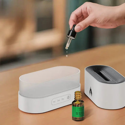 JLD Flame Diffuser emitting a realistic fire-like mist with ultrasonic aromatherapy, creating a cozy and relaxing atmosphere for stress relief and home decor.